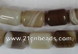 CAG3123 15.5 inches 12*16mm column brown line agate beads