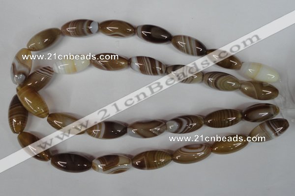 CAG3126 15.5 inches 12*25mm rice brown line agate beads