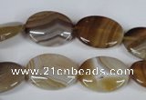 CAG3131 15.5 inches 10*14mm oval brown line agate beads