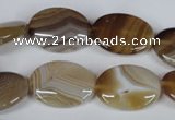 CAG3132 15.5 inches 12*16mm oval brown line agate beads