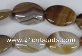 CAG3133 15.5 inches 13*18mm oval brown line agate beads