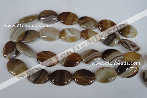 CAG3133 15.5 inches 13*18mm oval brown line agate beads