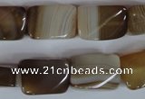 CAG3145 15.5 inches 13*18mm twisted rectangle brown line agate beads