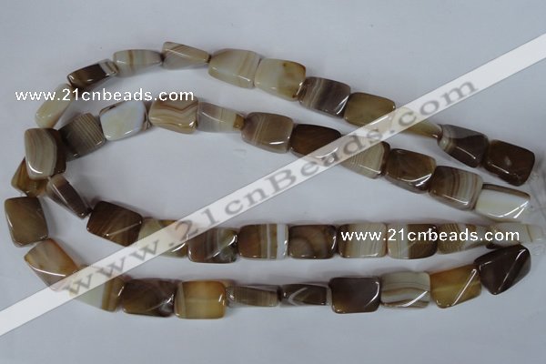 CAG3145 15.5 inches 13*18mm twisted rectangle brown line agate beads