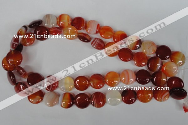 CAG3184 15.5 inches 16mm flat round red line agate beads