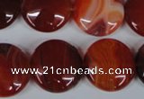 CAG3186 15.5 inches 20mm flat round red line agate beads