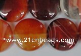 CAG3187 15.5 inches 22mm flat round red line agate beads