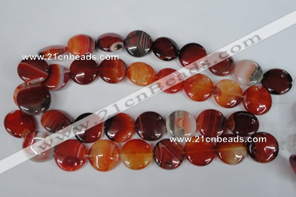 CAG3187 15.5 inches 22mm flat round red line agate beads