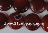 CAG3189 15.5 inches 18mm flat round red line agate beads