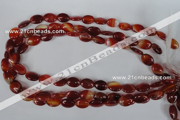 CAG3192 15.5 inches 10*14mm oval red line agate beads