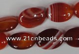 CAG3194 15.5 inches 13*18mm oval red line agate beads