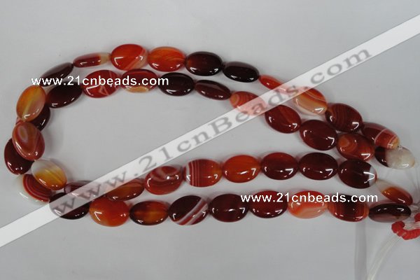 CAG3194 15.5 inches 13*18mm oval red line agate beads