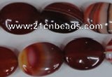 CAG3195 15.5 inches 15*20mm oval red line agate beads