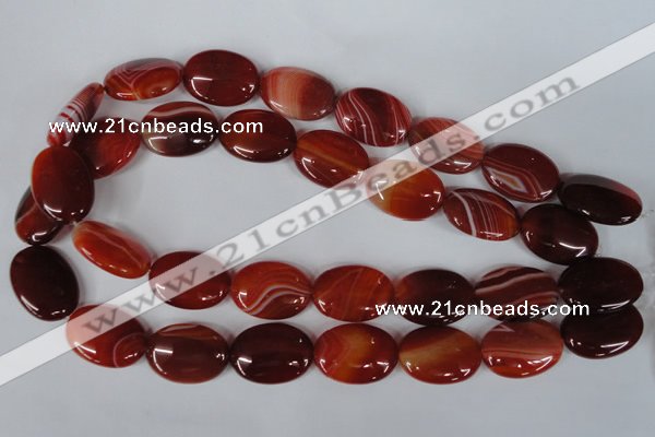 CAG3196 15.5 inches 18*25mm oval red line agate beads