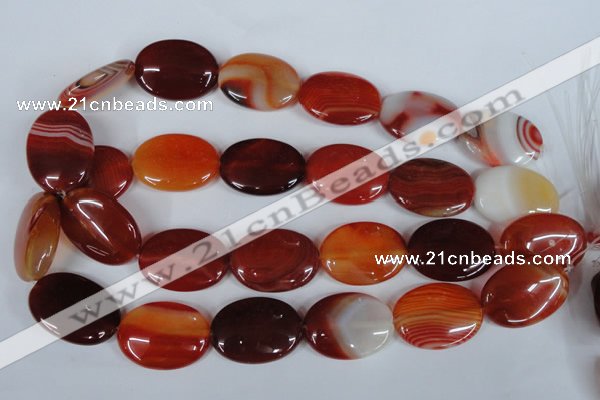 CAG3197 15.5 inches 22*30mm oval red line agate beads