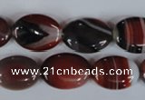 CAG3203 15.5 inches 13*18mm oval red line agate beads