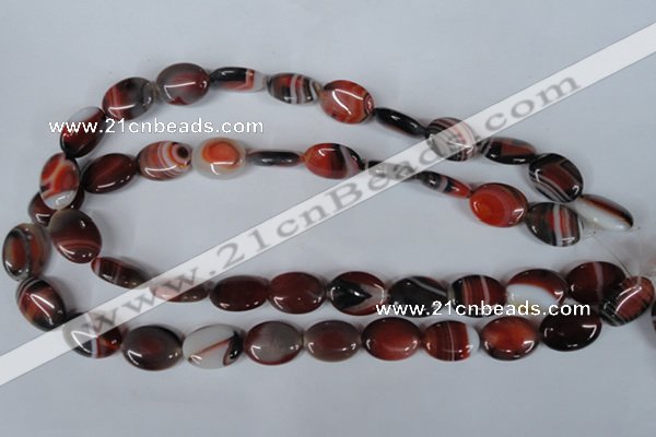 CAG3203 15.5 inches 13*18mm oval red line agate beads