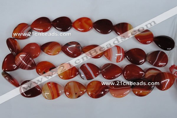 CAG3216 15.5 inches 20*25mm flat teardrop red line agate beads