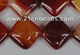 CAG3234 15.5 inches 16*16mm diamond red line agate beads