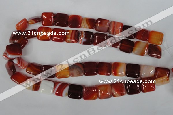 CAG3243 15.5 inches 16*16mm square red line agate beads