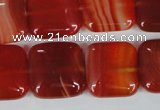 CAG3244 15.5 inches 18*18mm square red line agate beads