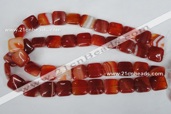 CAG3244 15.5 inches 18*18mm square red line agate beads