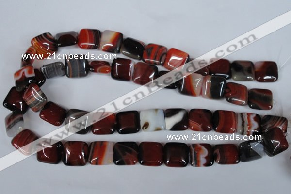 CAG3248 15.5 inches 16*16mm square red line agate beads