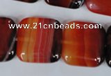 CAG3250 15.5 inches 22*22mm square red line agate beads