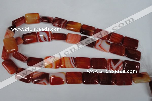 CAG3255 15.5 inches 15*20mm rectangle red line agate beads