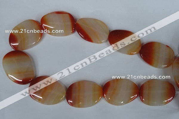 CAG3269 15.5 inches 28*40mm freeform red line agate beads