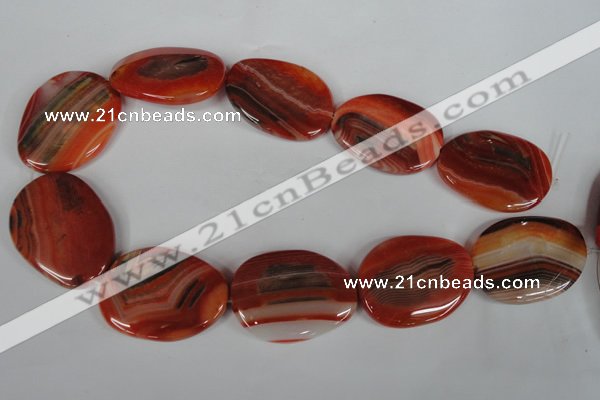 CAG3270 15.5 inches 28*40mm freeform red line agate beads