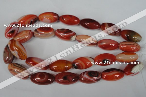 CAG3274 15.5 inches 16*30mm rice red line agate beads