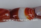 CAG3275 15.5 inches 18*30mm drum red line agate beads