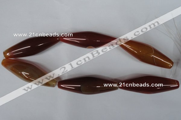 CAG3278 15.5 inches 20*60mm rice red line agate beads