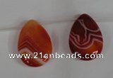 CAG3288 Top-drilled 18*25mm flat teardrop red line agate beads