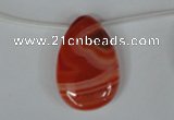 CAG3289 Top-drilled 20*30mm flat teardrop red line agate beads