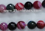 CAG3303 15.5 inches 10mm faceted round colorfull line agate beads