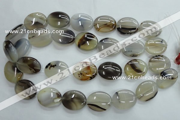 CAG3326 15.5 inches 20*30mm oval natural grey agate beads