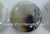 CAG3339 15.5 inches 40mm flat round natural grey agate beads