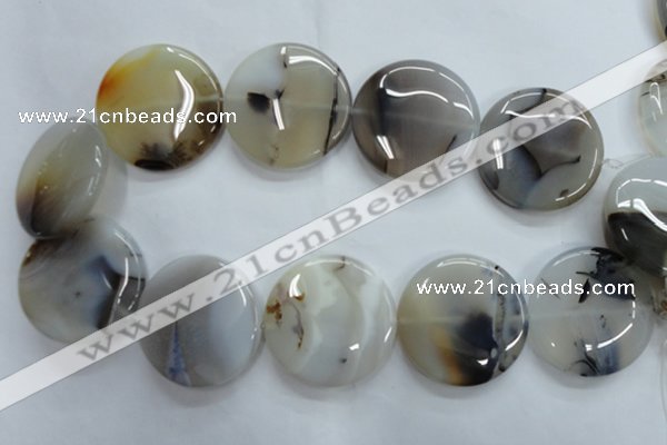 CAG3339 15.5 inches 40mm flat round natural grey agate beads