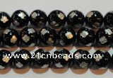 CAG3352 15.5 inches 8mm carved round black agate beads wholesale