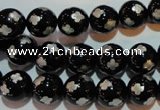 CAG3353 15.5 inches 10mm carved round black agate beads wholesale