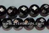 CAG3354 15.5 inches 12mm carved round black agate beads wholesale