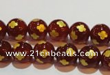 CAG3394 15.5 inches 8mm carved round red agate beads wholesale