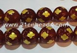 CAG3395 15.5 inches 10mm carved round red agate beads wholesale