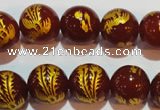 CAG3417 15.5 inches 16mm carved round red agate beads wholesale