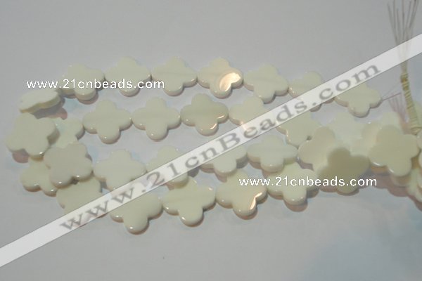 CAG3429 15.5 inches 25*25mm flower white agate gemstone beads