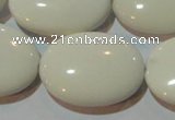 CAG3435 15.5 inches 22*30mm oval white agate gemstone beads