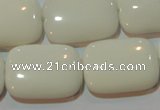 CAG3441 15.5 inches 18*25mm rectangle white agate gemstone beads