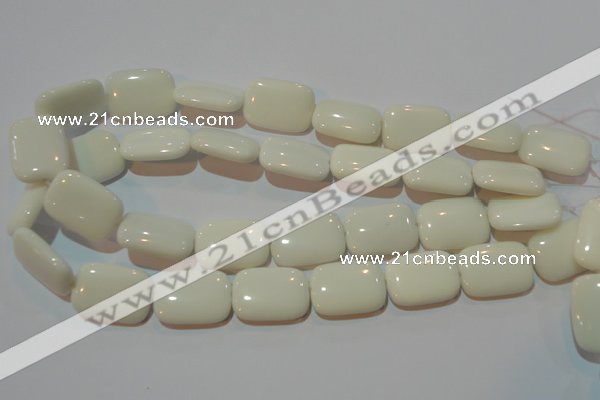CAG3441 15.5 inches 18*25mm rectangle white agate gemstone beads